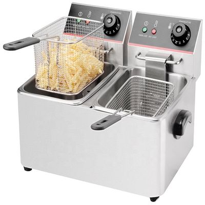 220V double réservoir de tension électrique friteuse pour les frites en acier inoxydable