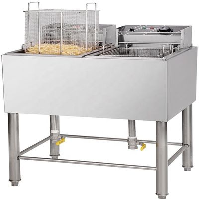 Friteuse électrique industrielle avec poignée de levage et dimension extérieure de 660x600x1010 mm