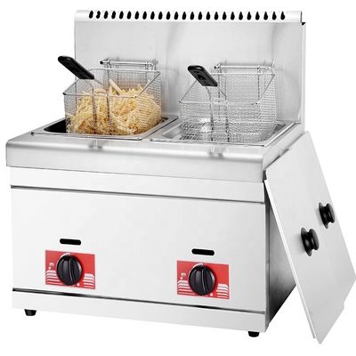 550x470x515 mm Commercial Chips 2 paniers friteuse à gaz pour emballage Taille