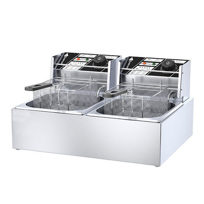 2 réservoirs 12L friteuse électrique Commercial Oil Outlet Friteuse profonde 6L bassin d'huile pour la boutique alimentaire