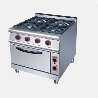 Poêle à gaz en acier inoxydable et four électrique pour cuisine d'hôtel avec 4 brûleurs et four