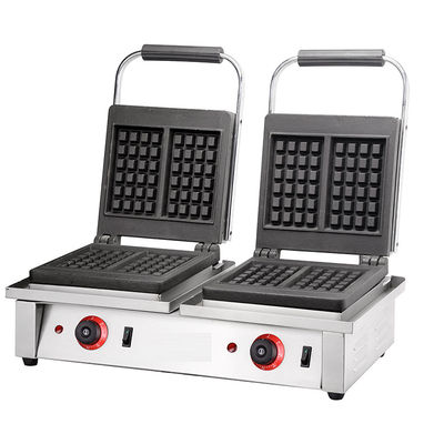 Fabricant de gaufres belges commerciaux à double carré de 4 kW avec plaques de sandwich interchangeables