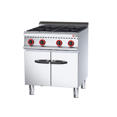 Range de gaz en acier inoxydable commercial lourd avec armoire et plateau de cuisson à quatre cuisinières
