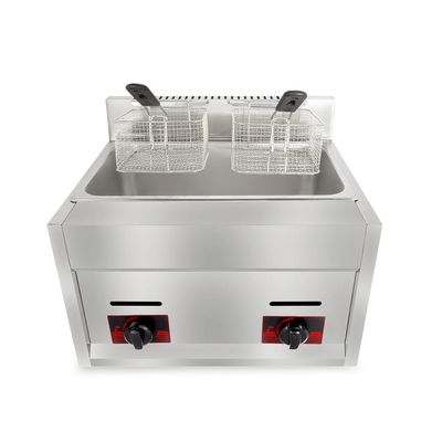 Friteuse à gaz en acier inoxydable commerciale 6L 6L avec 2 paniers de poulet frit