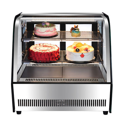 Vitrine de refroidisseur de gâteaux en acier inoxydable avec écran en verre et plage de température de 2-8