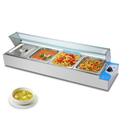 Cuisinière de cuisine 4 poêles 1170*350*305mm en acier inoxydable