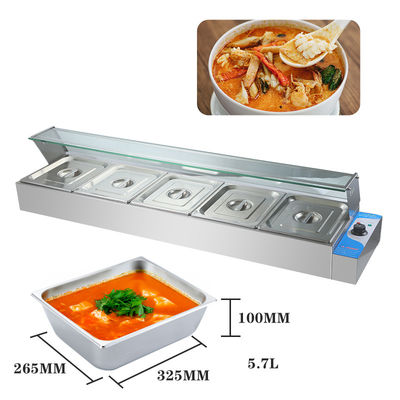 Buffet électrique de restauration rapide Bain Marie avec matériau en acier inoxydable à 1440*350*305mm