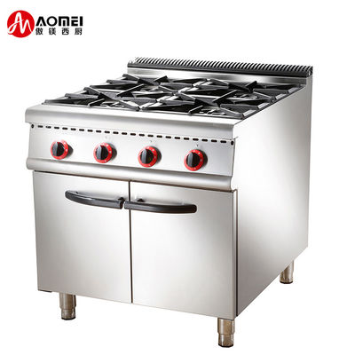 Gamme de gaz de cuisine commerciale avec 4/6 brûleurs et armoire en LPG2800-3700Pa