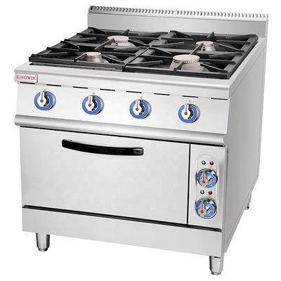 Cuisinière à gaz à 4 brûleurs avec tiroir chauffant et commande manuelle