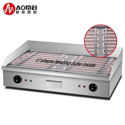 Tableau électrique plat à griller Plate argentée blanche 35 kg Double panneau de contrôle de température