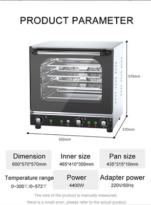 Fonction réglable de la vapeur four de convection électrique 690x635x500mm pour le commerce