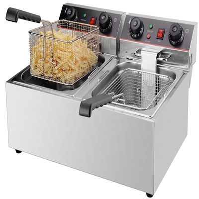 585x460x285mm Contrôle de la minuterie Machine électrique de friture de frites de pommes de terre avec 2 paniers