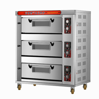 Fonction de chronomètre Équipement de cuisson commercial 3 étages 6 plateaux Cuisinier à gaz