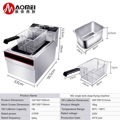12 kg de capacité Friteuses électriques commerciales à friteuses avec un seul réservoir