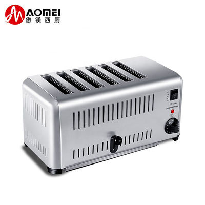 Une machine de petit-déjeuner en acier inoxydable de 2500W à 6 tranches.