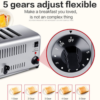 Une machine de petit-déjeuner en acier inoxydable de 2500W à 6 tranches.