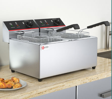 Friteuse électrique commerciale de 6L*2 de capacité 2 réservoirs et 2 paniers en acier inoxydable