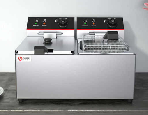 Friteuse électrique commerciale de 6L*2 de capacité 2 réservoirs et 2 paniers en acier inoxydable