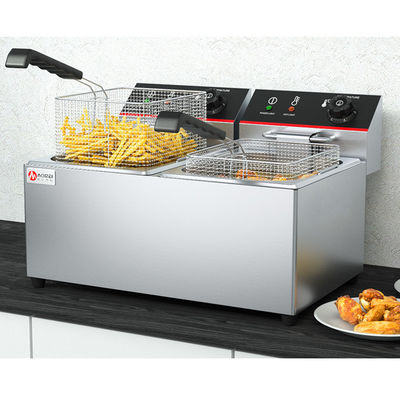 Friteuse électrique commerciale de 6L*2 de capacité 2 réservoirs et 2 paniers en acier inoxydable