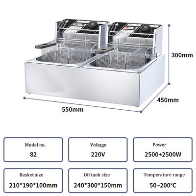 2 réservoirs 12L friteuse électrique Commercial Oil Outlet Friteuse profonde 6L bassin d'huile pour la boutique alimentaire
