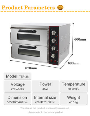 Appareils de cuisine à double couche de boulangerie Cuisinière électrique à pizza pour cuisine commerciale