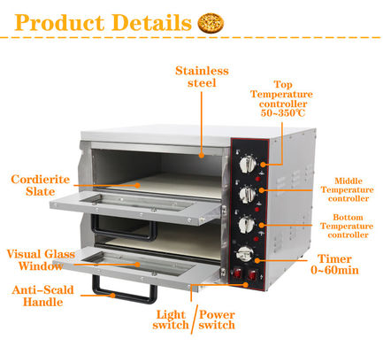 Appareils de cuisine à double couche de boulangerie Cuisinière électrique à pizza pour cuisine commerciale