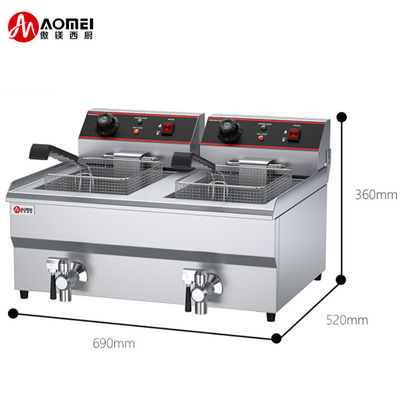 Friteuse électrique en acier inoxydable 13L 13L double réservoir 2 paniers pour une productivité élevée