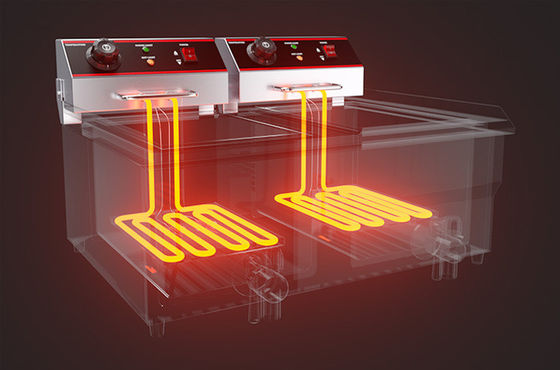 Friteuse électrique en acier inoxydable 13L 13L double réservoir 2 paniers pour une productivité élevée