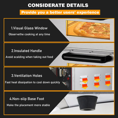 Cuisinier électrique pour cuire du pain, de la pizza, du gâteau avec une pierre à pizza et un chronomètre 585x480x300 mm