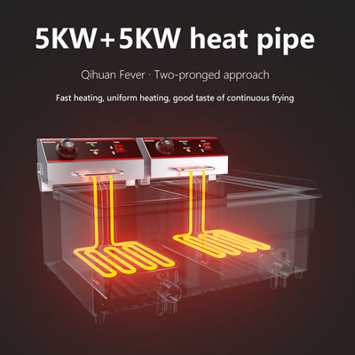 Friture électrique à double réservoir avec soupape à huile et plage de température de 60 à 200 degrés
