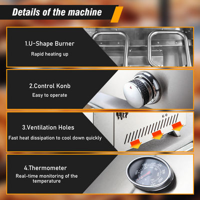 Cuisinière à gaz à double brûleur de 550*320 mm pour la pâtisserie et la préparation alimentaire