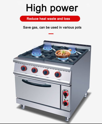 Cuisinière à 4 brûleurs à gaz avec four électrique pour un fonctionnement facile dans les besoins de cuisson commerciaux