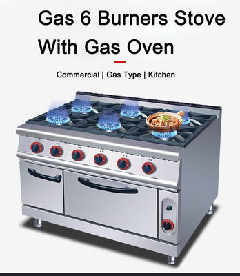 Commercial 6 brûleurs Cuisinière à gaz 220KG Capacité et tension V LPG2800PA