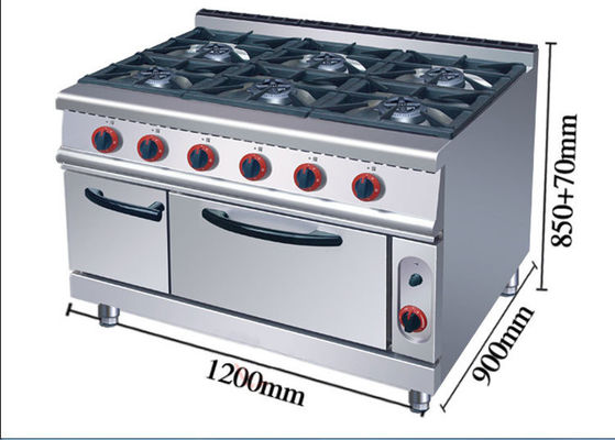 Commercial 6 brûleurs Cuisinière à gaz 220KG Capacité et tension V LPG2800PA