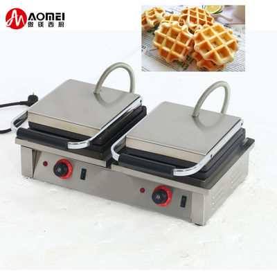 Fabricant de gaufres belges commerciaux à double carré de 4 kW avec plaques de sandwich interchangeables