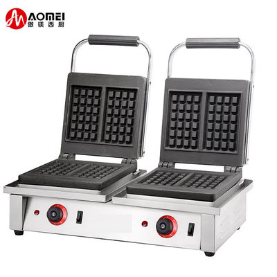 Fabricant de gaufres belges commerciaux à double carré de 4 kW avec plaques de sandwich interchangeables