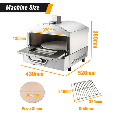 Taille du gril 340*320mm Cuisinier à pizza au gaz pour camping Fête de jardinage Cuisson de pizzas délicieuses