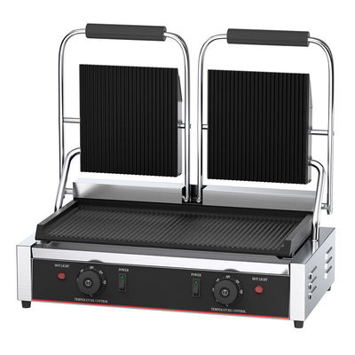 565x370x190mm Grill électrique à contact Plate de barbecue chaude avec toutes les rainures Plate double Panini Grill