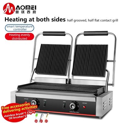 Pièces de gril électrique commercial avec surface de cuisson antiadhésive et alimentation 220 V