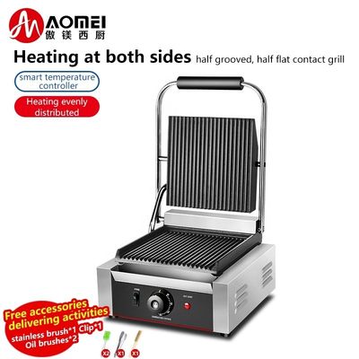 Grill électrique commercial avec surface de cuisson non collante et plaques sandwich