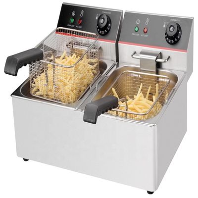 Cuisine commerciale électrique à double réservoir à double panier machine à frire pour équipement de collation