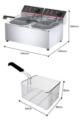 Protection contre la surchauffe 2 réservoirs 2 paniers friteuse automatique pour équipement de restauration