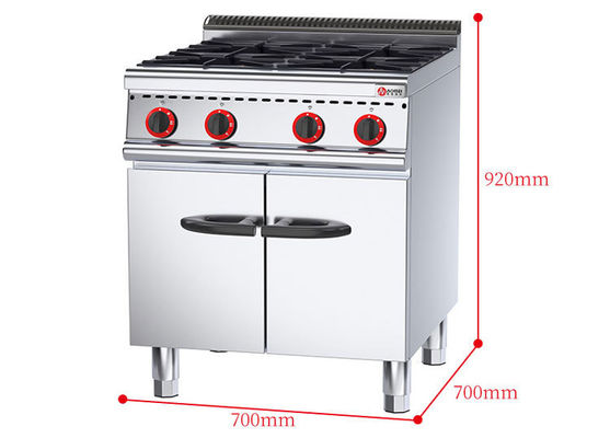 Commercial Cuisine en acier inoxydable 4 brûleurs gamme avec armoire et OEM ODM Services