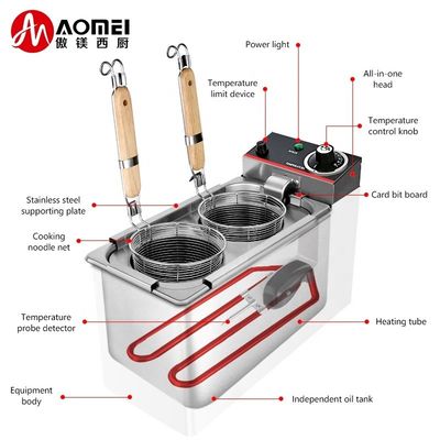 2kW électrique en acier inoxydable cuisinière automatique de pâtes panier/noodle machine de cuisson TEN-2