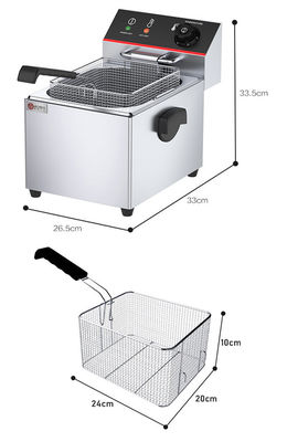 Machines de friture de collations commerciales 8L Friteuse électrique à poulet avec 1 réservoir 1 panier