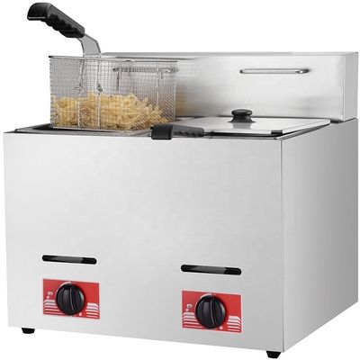 Friture à gaz 6L 6L en acier inoxydable commercial 2 réservoirs Lpg pour cuisson rapide