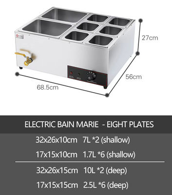 Soupe en acier inoxydable commercial Bain Marie Réchauffeur alimentaire pour hôtel Restaurant Buffet