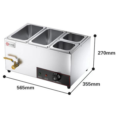 Soupe en acier inoxydable commercial Bain Marie Réchauffeur alimentaire pour hôtel Restaurant Buffet