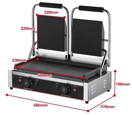 3600W Commercial Table Top Grill à contact Sandwich Press Panini Grill en argent noir