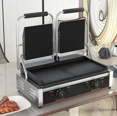 3600W Commercial Table Top Grill à contact Sandwich Press Panini Grill en argent noir